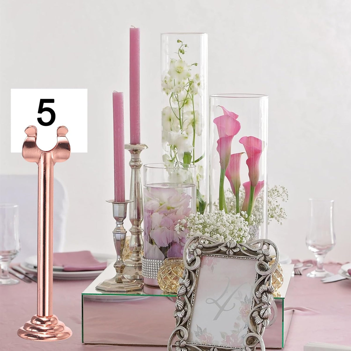 MECCANIXITY 12Pcs Table Number Holder 3.15 Inch Place Card Holder Picture Holders Black Table Sign Holders for Wedding Anniversary Birthday Party
