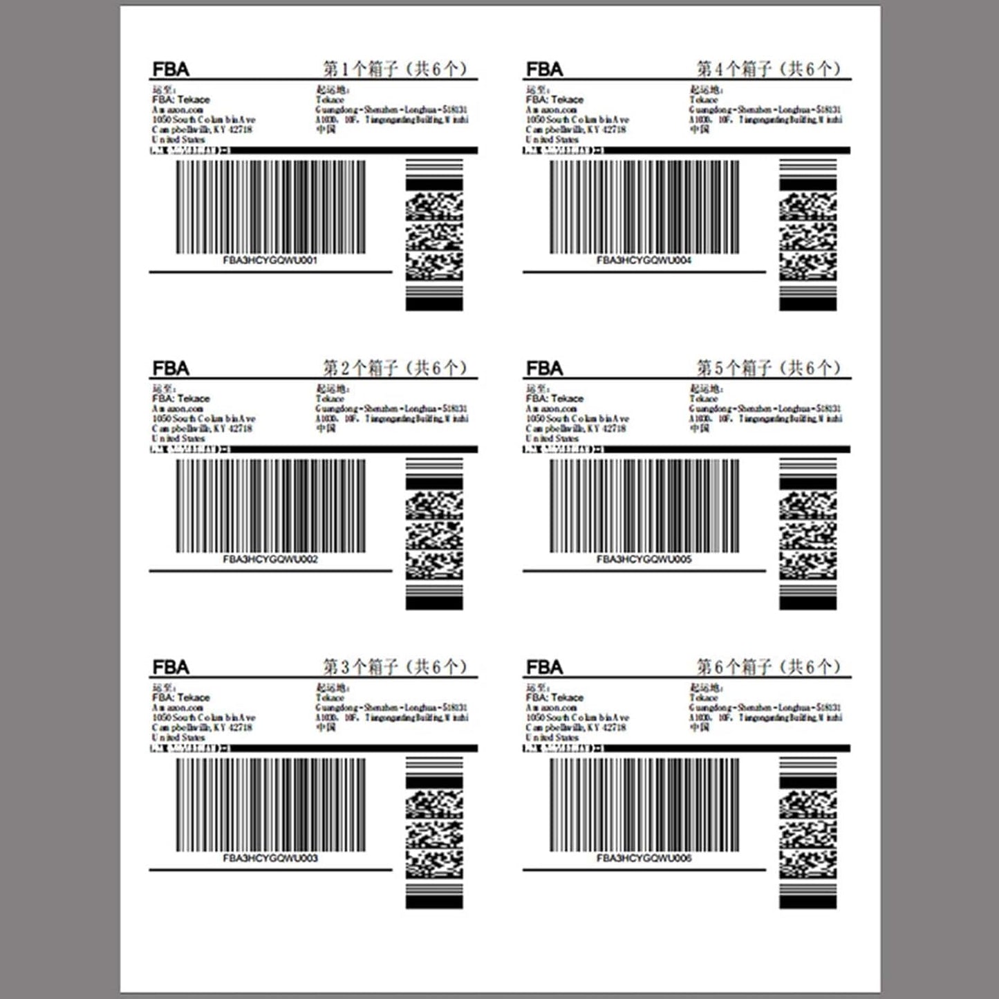Coopaty 500 Sheets FBA Adderss Labels, 6 per Sheet 3-1/3" x 4" Label Stickers for Laser & Inkjet Printers, 6 Up Shipping Labels, 3000 Printable White Sticker Paper