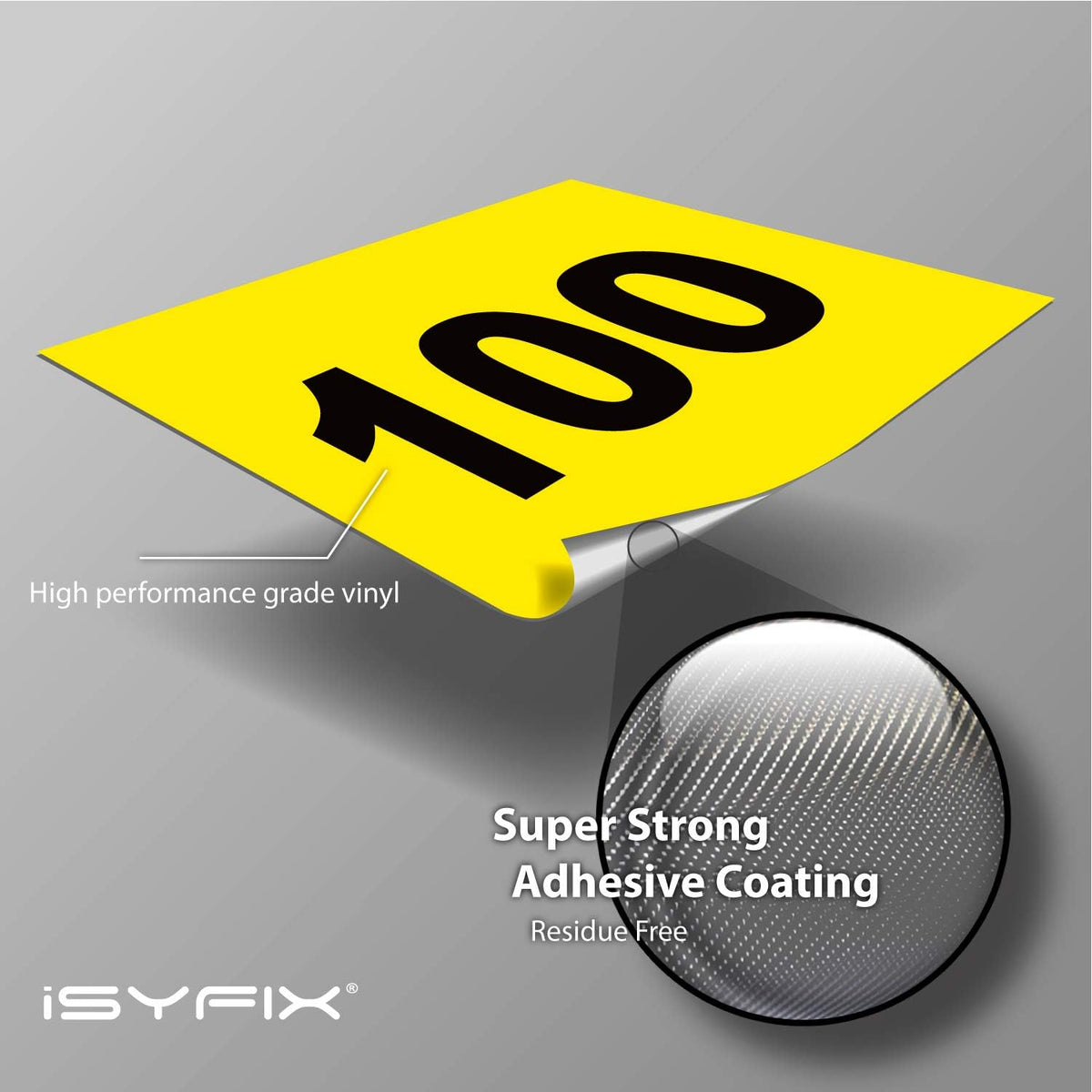 iSYFIX Yellow Consecutive Number Stickers – 1 to 100, 3-inch, 1 Set – Vinyl Self Adhesive Premium Decal, Ideal for Inventory, Storage, Organizing, Boxes, Toolbox, Lockers & More, Indoor/Outdoor