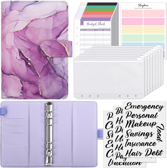 SKYDUE Budget Binder, Money Saving Binder with Zipper Envelopes, Cash Envelopes and Expense Budget Sheets for Budgeting