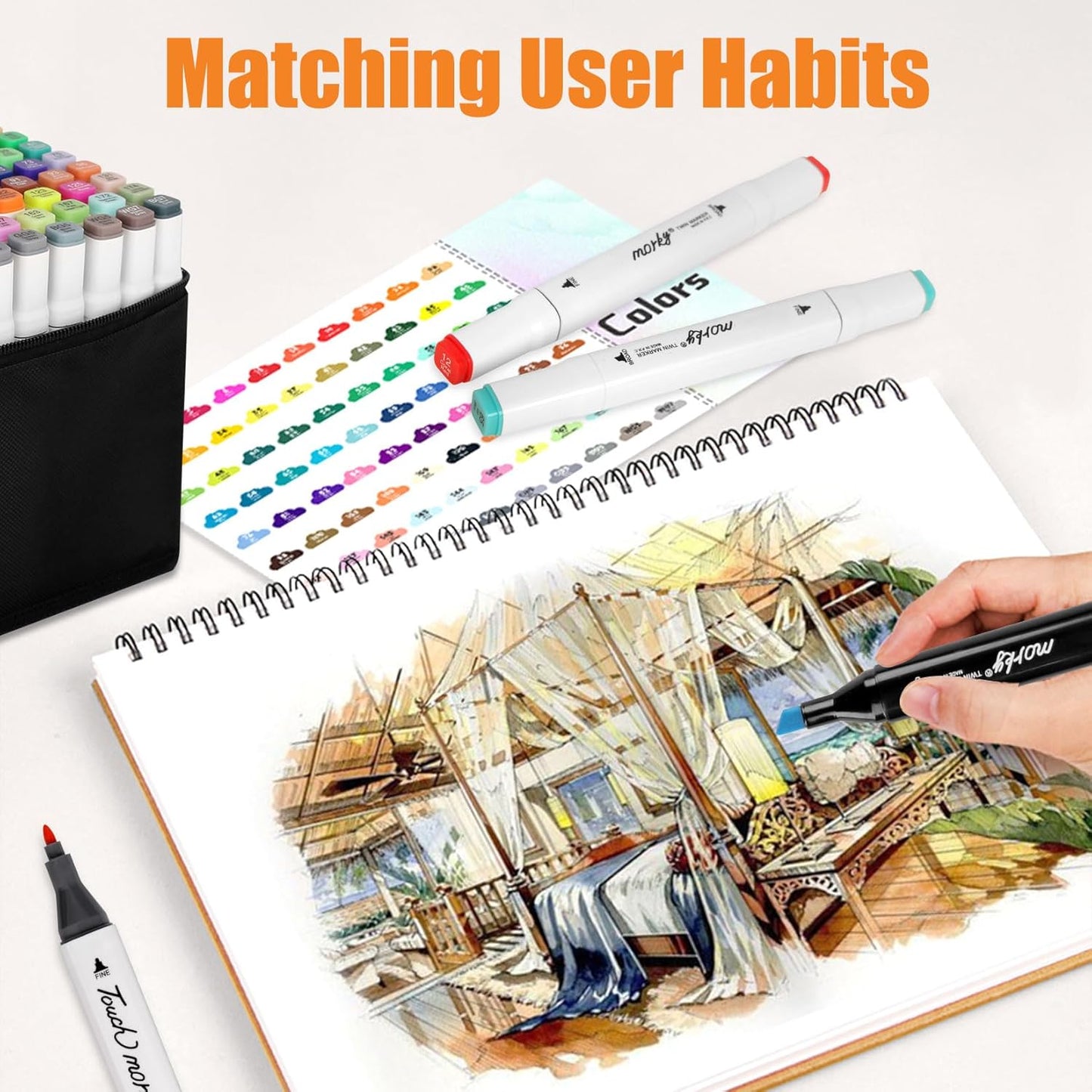 320 Colors Alcohol Markers with Free App, Chisel & Fine Tip Alcohol-Based Marker Set for Adults Kids, Dual Tip Artist Markers for Drawing, Coloring Illustration, Painting and Great Gift Idea
