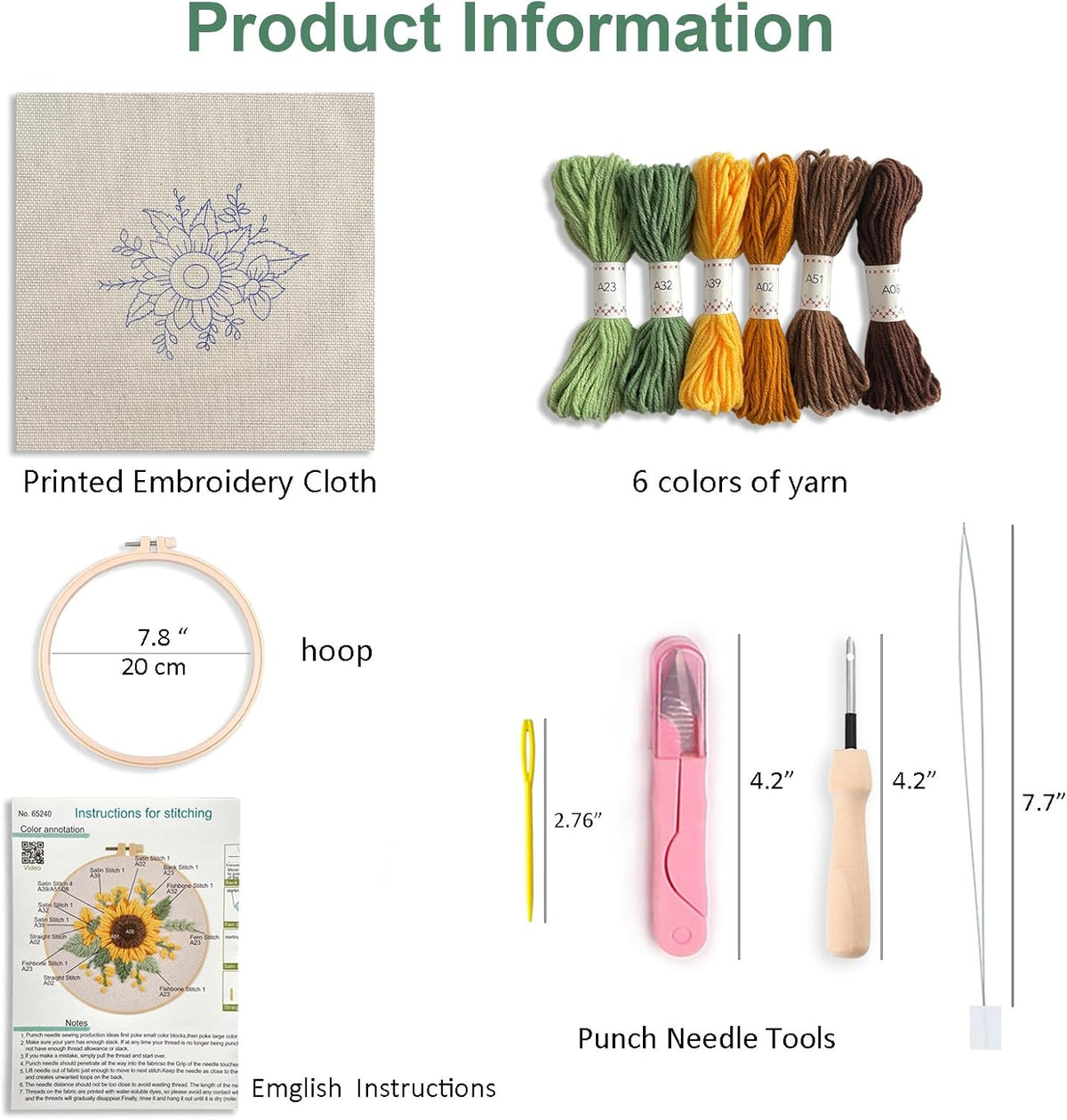 Myfelicity Punch Needle Kit, Punch Needle Kits Adults Beginner, Craft Decoration and Hobbies (Sunflower)