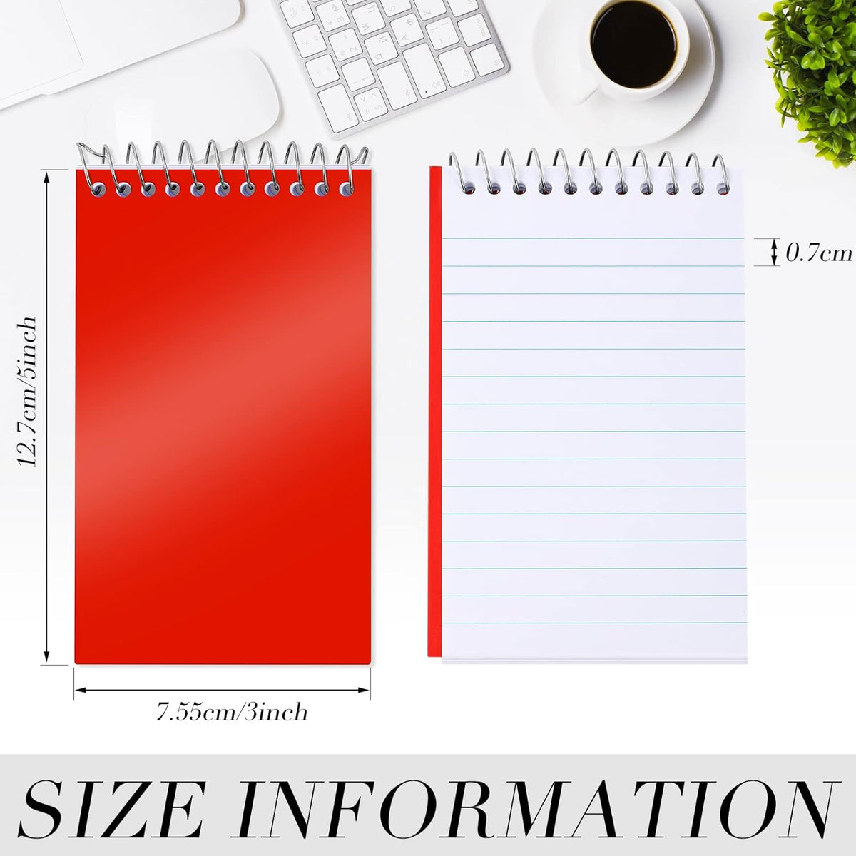 Leinuosen 100 Pcs Spiral Memo Pads 3x5 Inch 75 Sheets College Ruled Small Pocket Notebooks Little Mini Notepads Bulk Top Bound Lined Note Pads for Home School Office Travel Work (Bright Color)