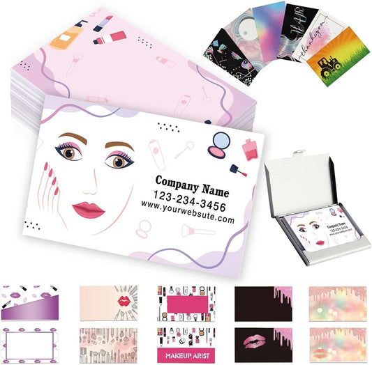 Custom Business Cards Customized with Logo Text Personalized Makeup Artist Template Business Cards 1000 500 200 100 Printable Double Sided 3.5"x 2" Waterproof Business Cards for Small Business