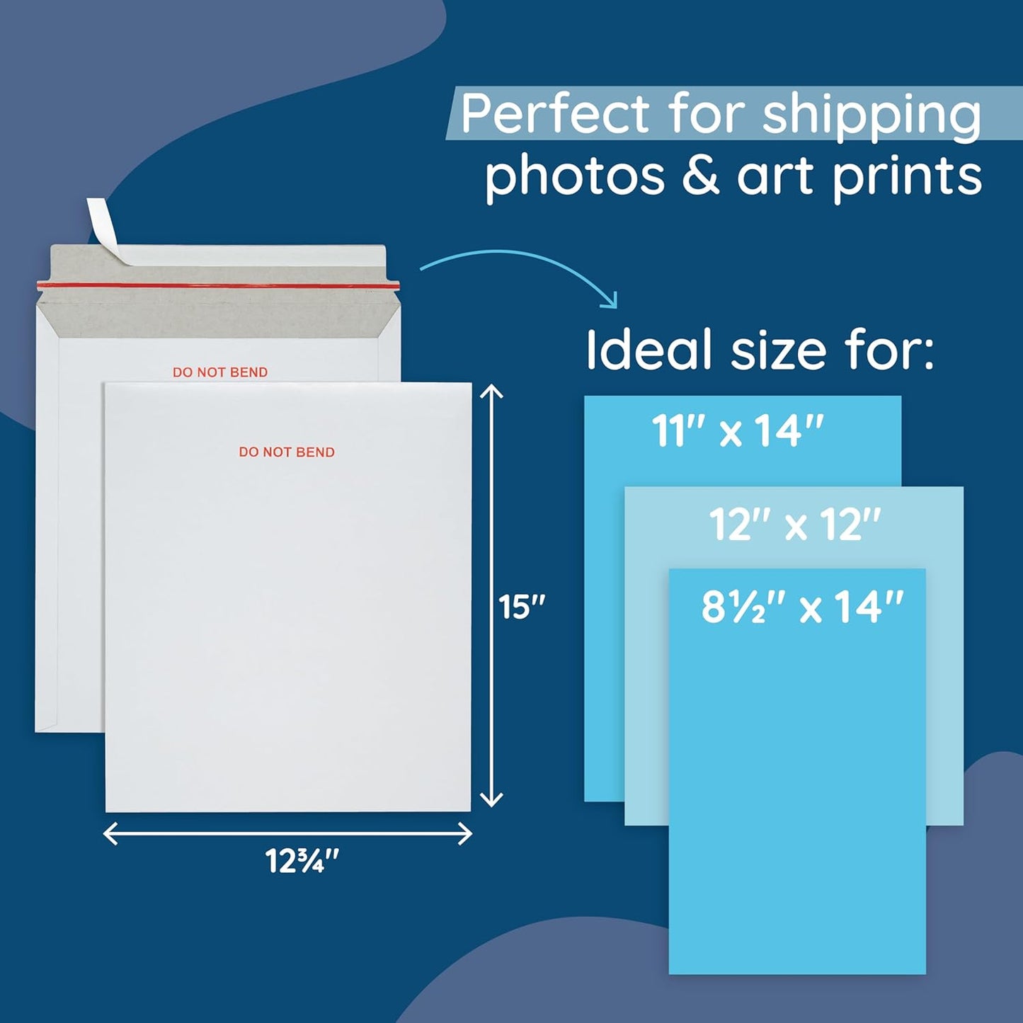 Blue Summit 25 Pack 12.75x15 Rigid Mailers, Cardboard Envelopes, Do Not Bend Photo Mailers, Cardboard Envelopes for cards, For Paper Document, Pictures, and Magazine