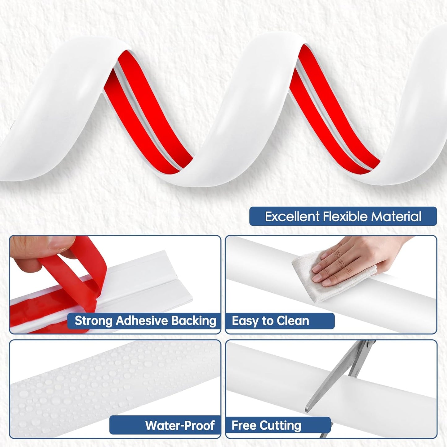 Floor Cord Cover for Wires on Floor Self Adhesive Cord Hider Floor Cable Management Wire Covers for Cords Protector Prevent Cable Trips Cord Cavity W 0.32" x H 0.32", White, 3.3Ft