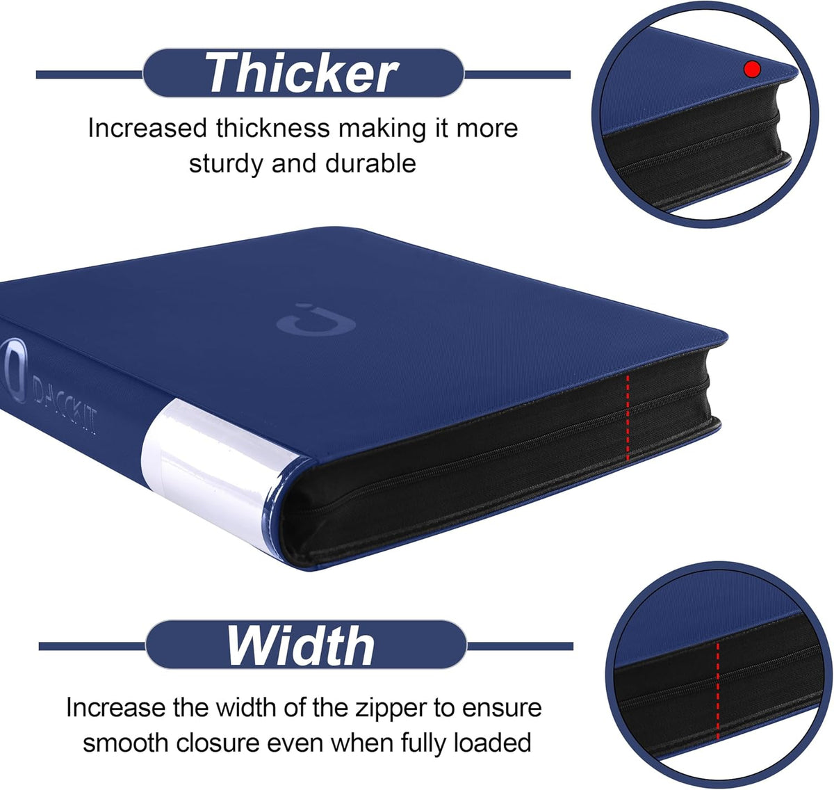 Premium Card Binder 16 Pocket - Fits 1600 Cards，4X4 Ringless Card Album with Sleeves for Trading Cards & Sports Cards（Model C，Classic Navy Blue）