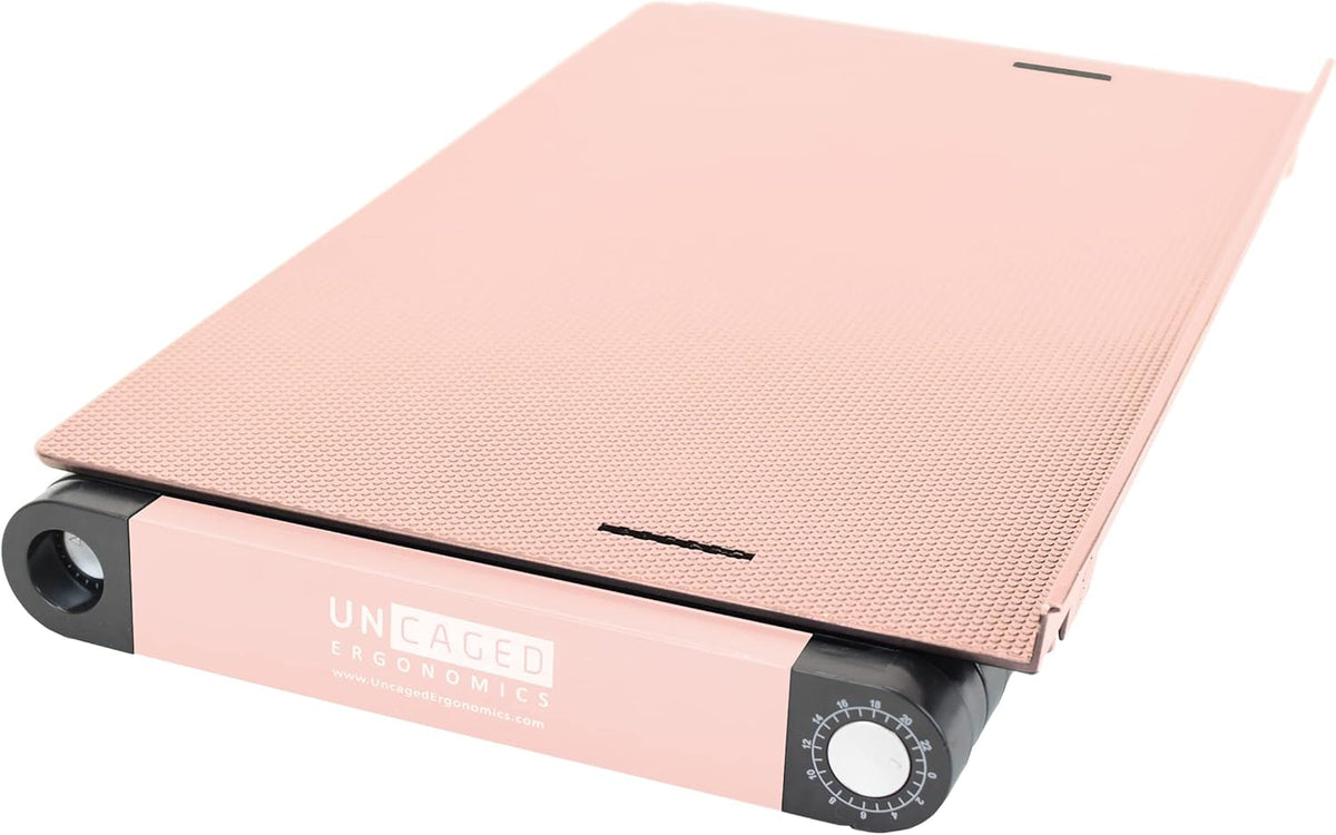Uncaged Ergonomics WorkEZ Adjustable Laptop Stand for Desk, Laptop Stand Adjustable Height, Foldable Aluminum Cooling Computer Holder & Riser for Desk Bed, Pink
