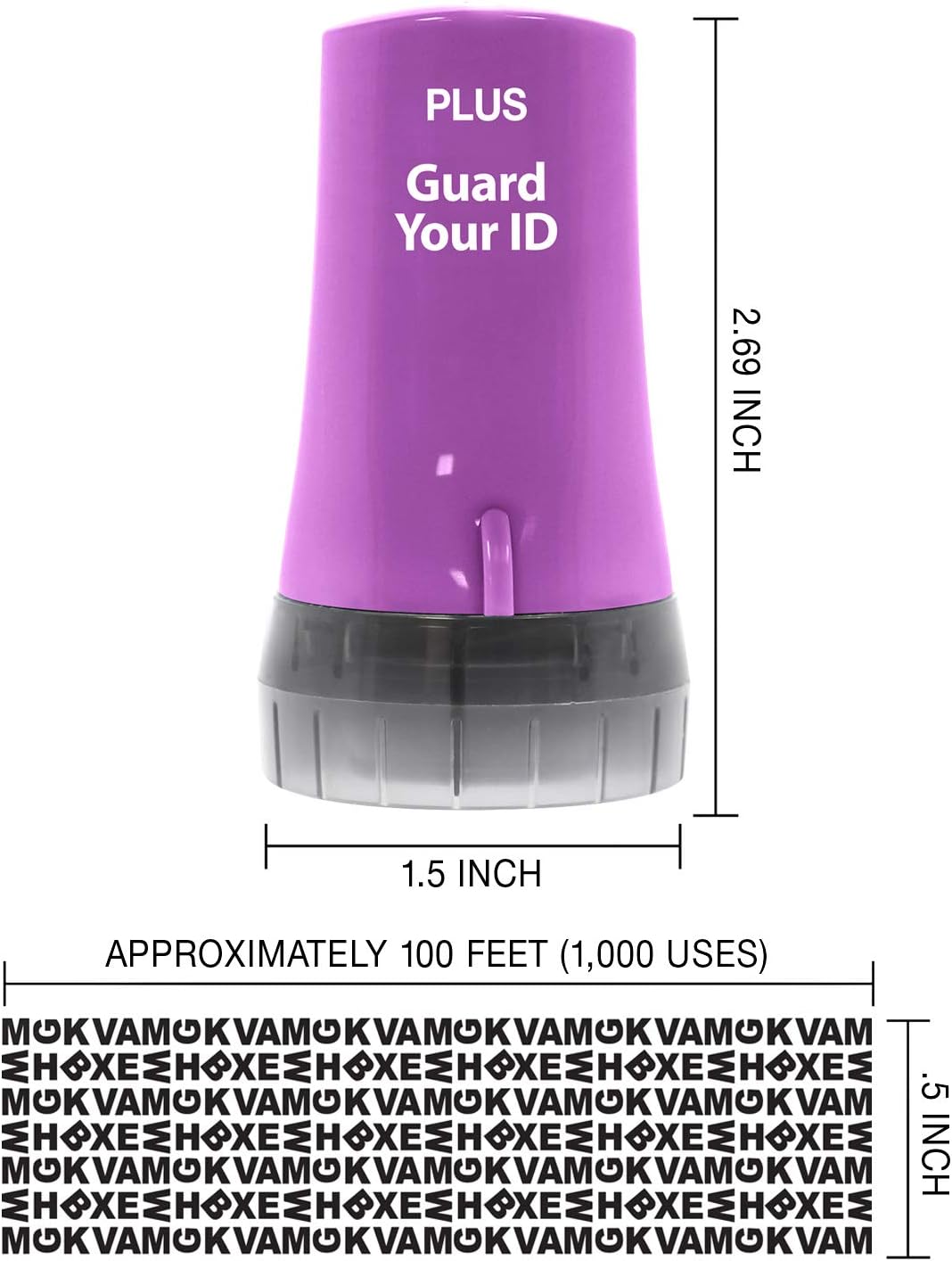 Identity Theft Protection Roller 3-Pack Advanced 2.0 Security Stamp by Guard Your ID (Regular 3-Piece, Purple)