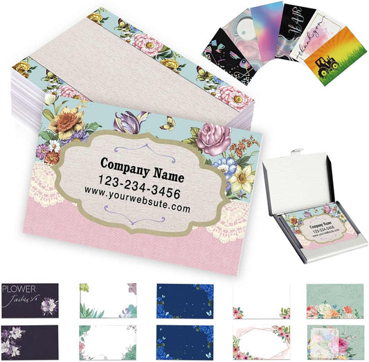 Custom Business Cards Customized with Logo Text Personalized Floral Template Business Cards 1000 500 200 100 Printable Double Sided 3.5""x 2"" Waterproof Business Cards for Small Business