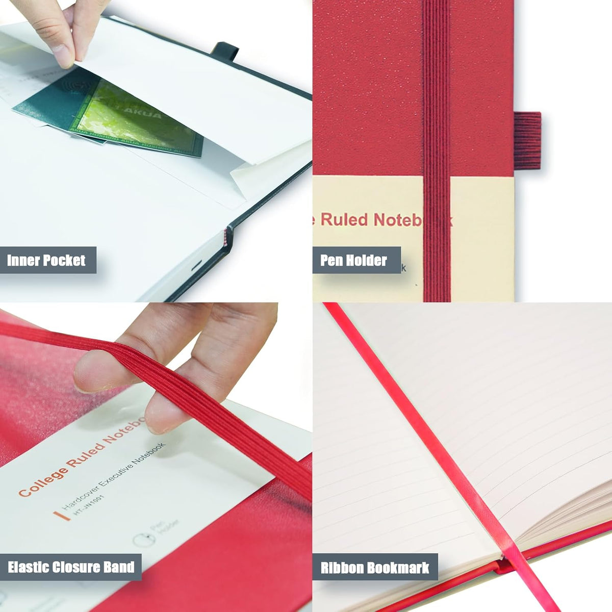 Hardcover Notebooks, 6 Packs A5 Lined Journals Notebook for Writing 160 Pages, 8.2 x 5.5 inch, Classic Ruled Notebooks for College/Work/Travel (Assorted Color-6 Pack)