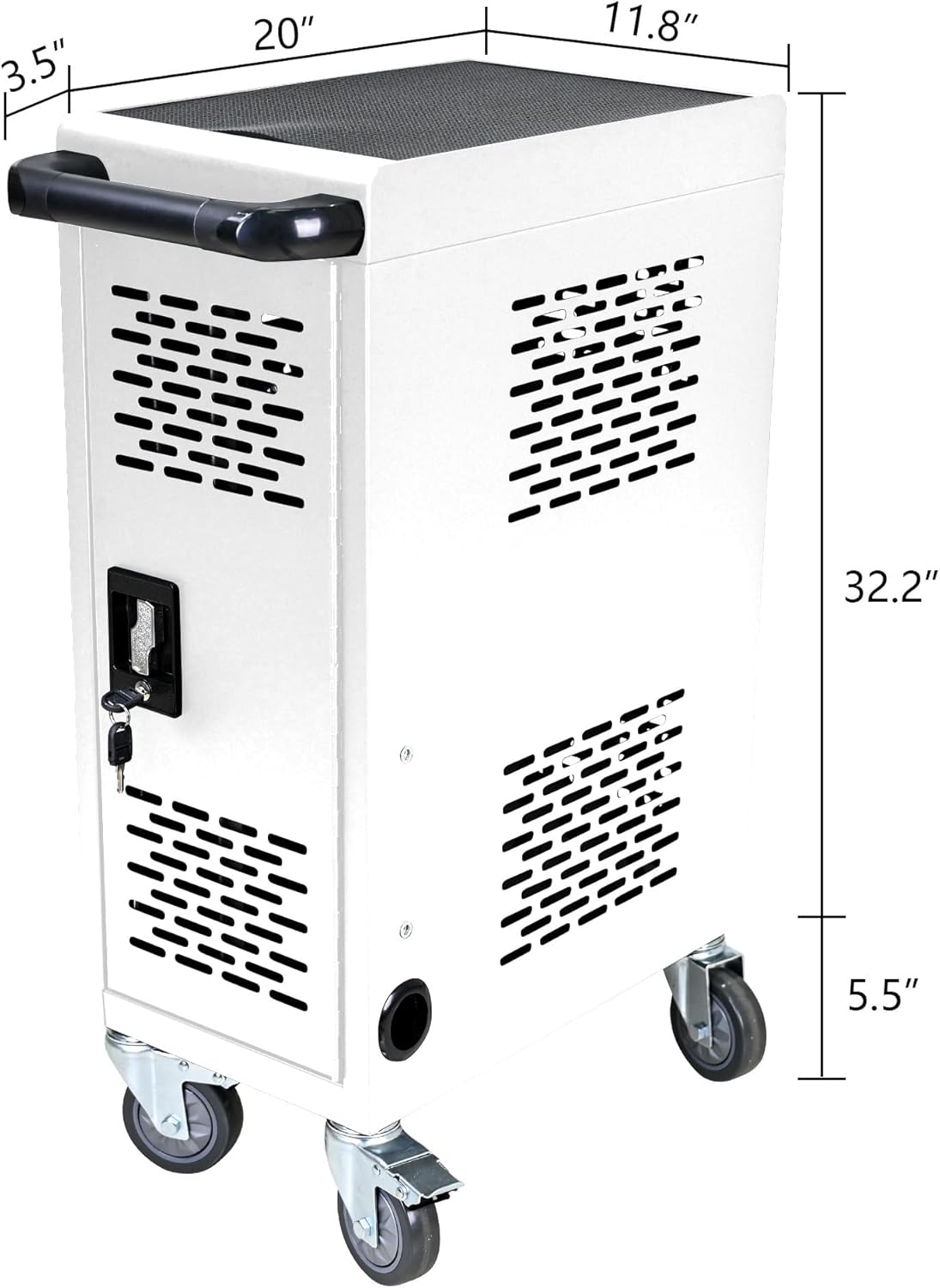 16 Device Mobile Charging Cart and Cabinet, Laptop Storage, Lockable Station, Easy Cable Management, Up to 14" Tablets and Chromebooks, White
