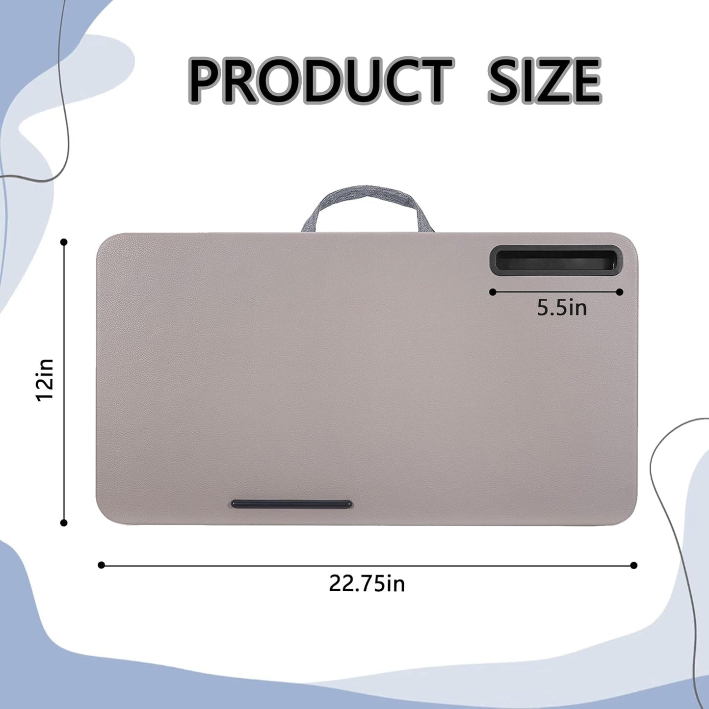 Portable Laptop Desk Fits Up to 16“ Laptops, with Tablet Slot, Built-in Cushion, Great for Home & Office,Lap Desk for Laptop,Lap Desk with Cushion (Gray, Large)