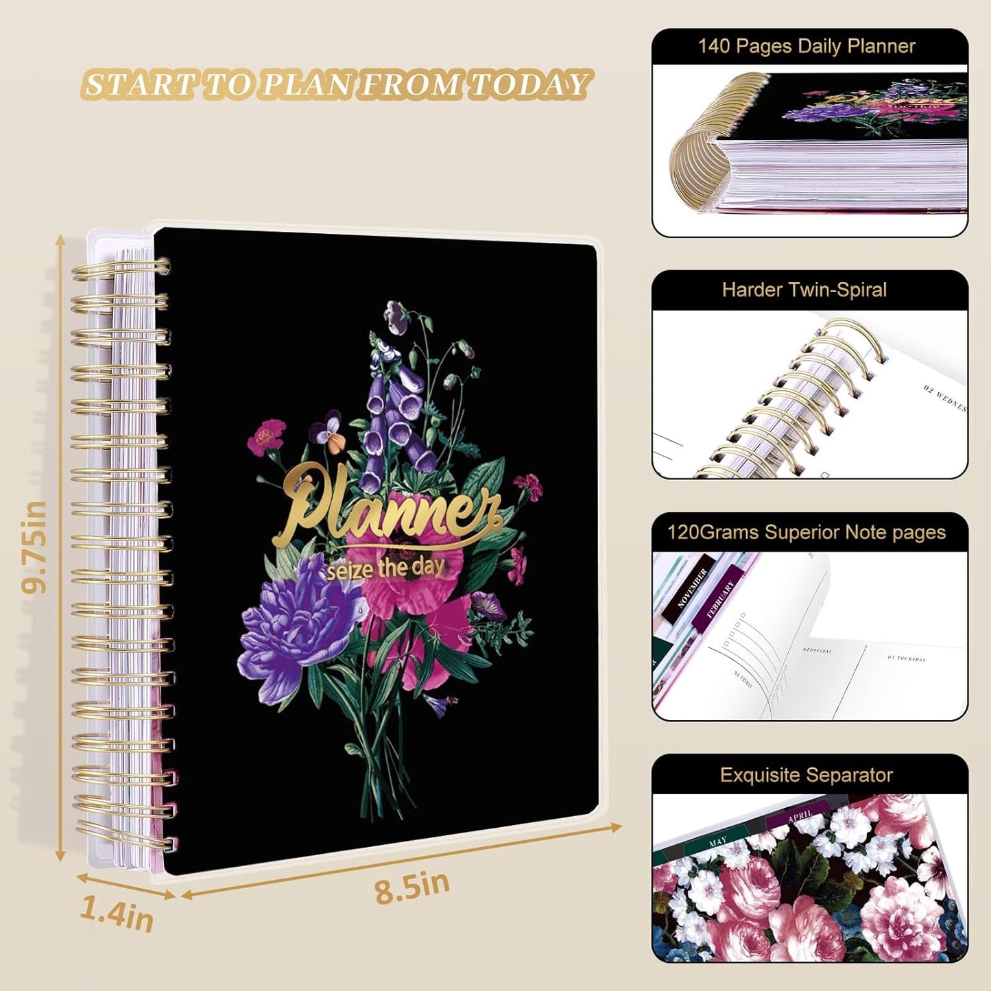 Planner 2025-2026, 18 Months Large Academic Daily Weekly Monthly Planner Organizer, July. 2025 - Dec. 2026, 8.5x9.8" Agenda with Page Tabs, Separator Page, Pocket Folder, Bookmark, Stickers & Sticky Note Set