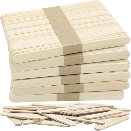 WISYOK 240 Pcs Natural Wood Craft Sticks, Popsicle Sticks, Lolly Sticks for Crafts 4.5 Inch, Ideal for Homeschool Arts and Crafts, Waxing Supplies, Classroom Art Supplies