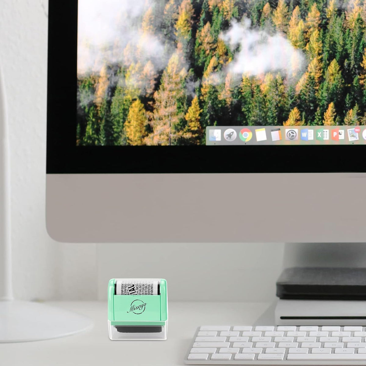 Miseyo Wide Roller Stamp Identity Theft Stamp 1.5 Inch Perfect for Privacy Protection - Mint Green