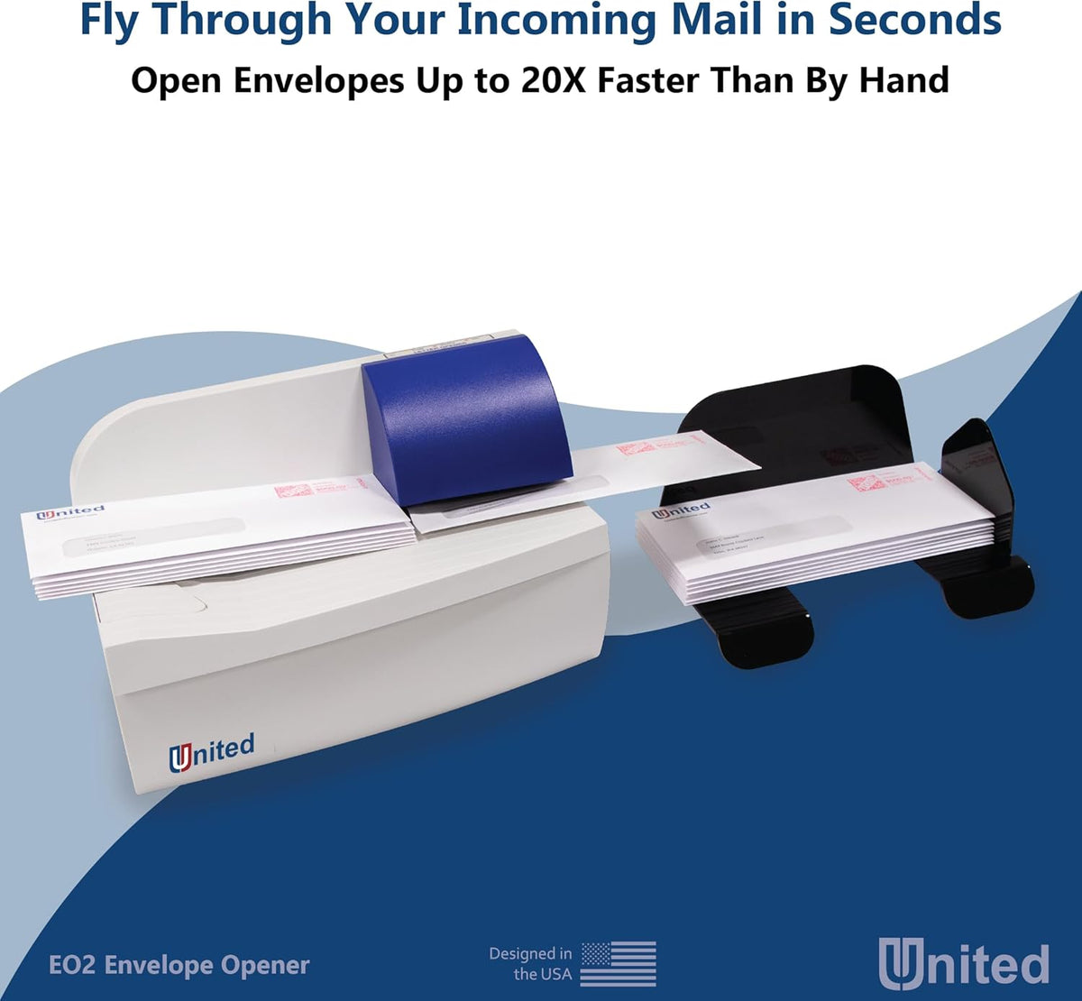 United Office Products EO2 Electric Letter Opener, Automatic Desktop Envelope Opener, Mess-Free Envelope Slitting Machine