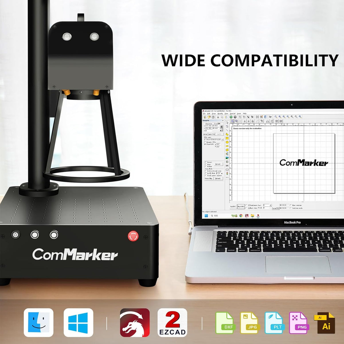 ComMarker B4 60W JPT Mopa Fiber Laser Engraving Machine with Rotary Axis,Support Lightburn Laser Engraver with 2Lens,2in1 Desktop Handheld Color Marking Machine for Stainless Steel,Ring,Tumbler
