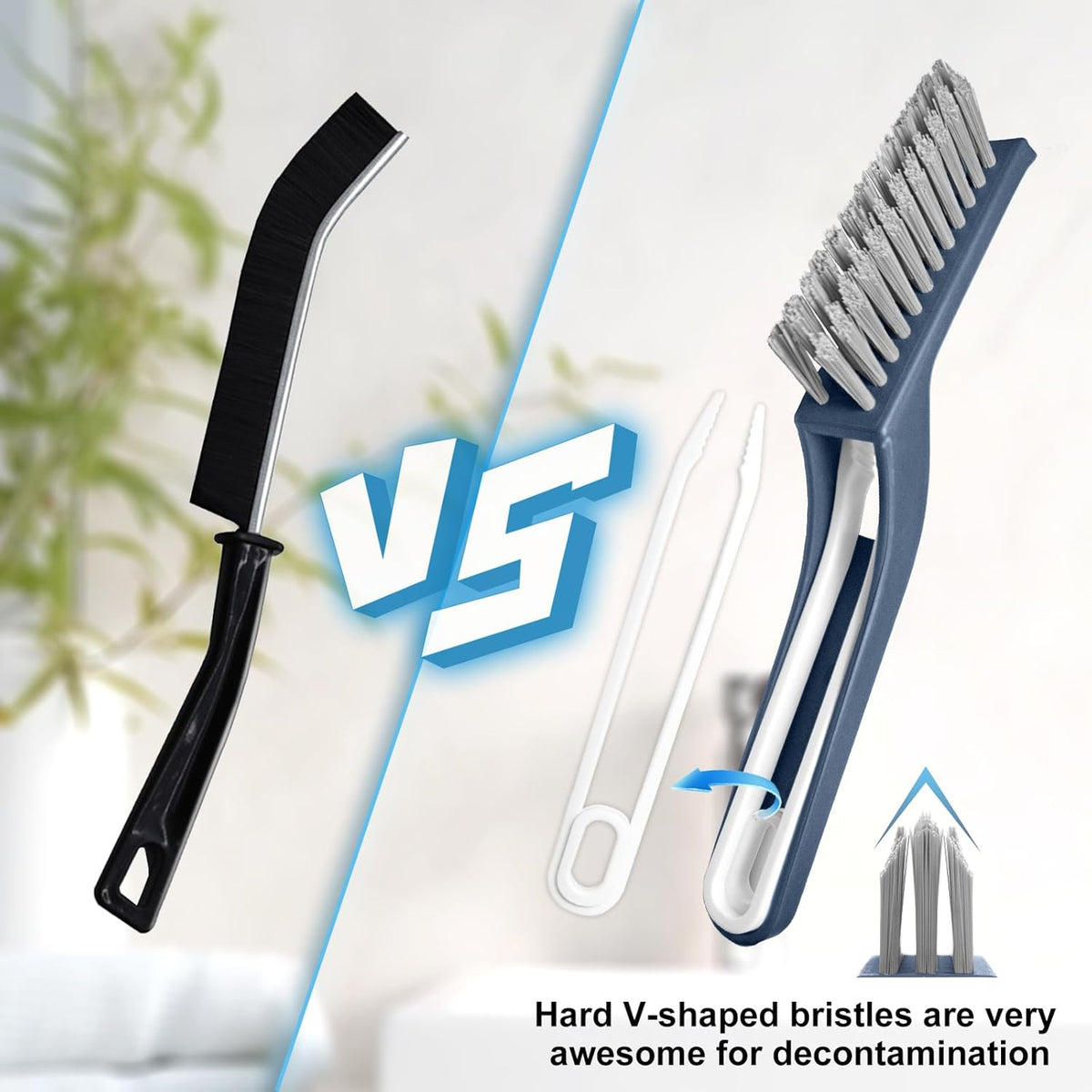Bristle Brush - Hard Bristle Crevice Cleaning Brush Tools for Household Use, Kitchen, Bathroom, Window, Toilet, Corners, Multi Purpose Hard Bristle Brushes for Deep Cleaning Gap (2 pcs)