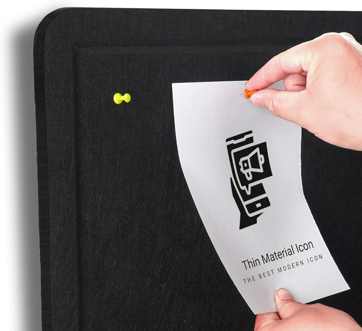 Bulletin Board - 35 x 17.5 inches Decorative Felt Pin Board - Cork Board Alternative for Wall - Foldable Photo Board Self-Adhesive Prayer Board with 20 Pushpins - Black