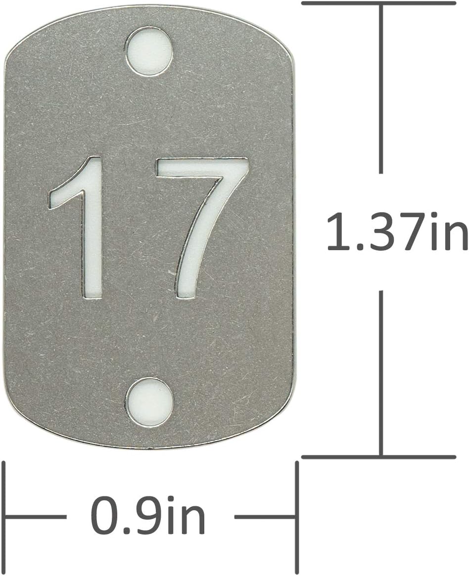 StayMax Rectangular Hollowed Stainless Steel Number Tags Key Tags with Two Holes (101-200)
