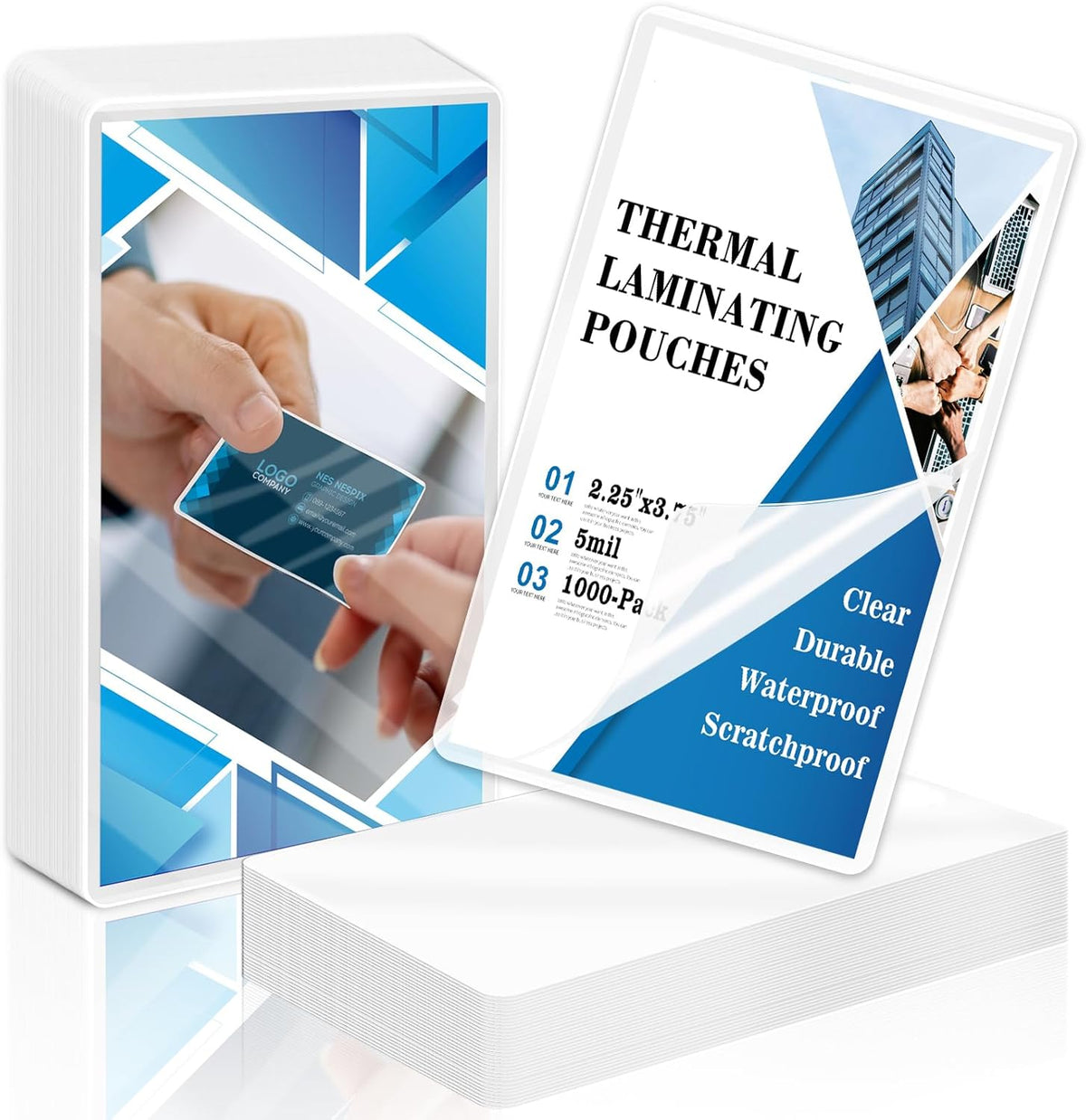 1000 Pack 5mil 2.25“x3.75" Thermal Laminating Pouches Badge Laminate Pouches Clear Laminated Luggage Tags Printable Laminator Pouches for Business Permits Cards (1000, 2.25"x3.75"-5mil)