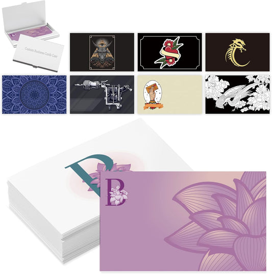 Custom Business Cards with Logo Personalized Double Side Printable Customize Business Cards 1000 500 200 100 for Small Business Women Men-Tattoo Service