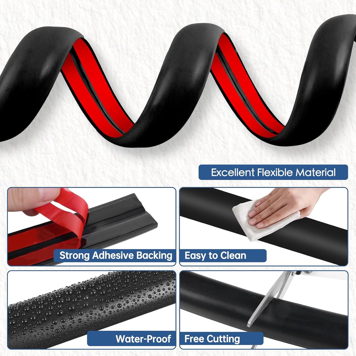 Floor Cord Cover for Wires on Floor Self Adhesive Cord Hider Floor Cable Management Wire Covers for Cords Protector Prevent Cable Trips Cord Cavity W 0.51" x H 0.31", Black, 10Ft