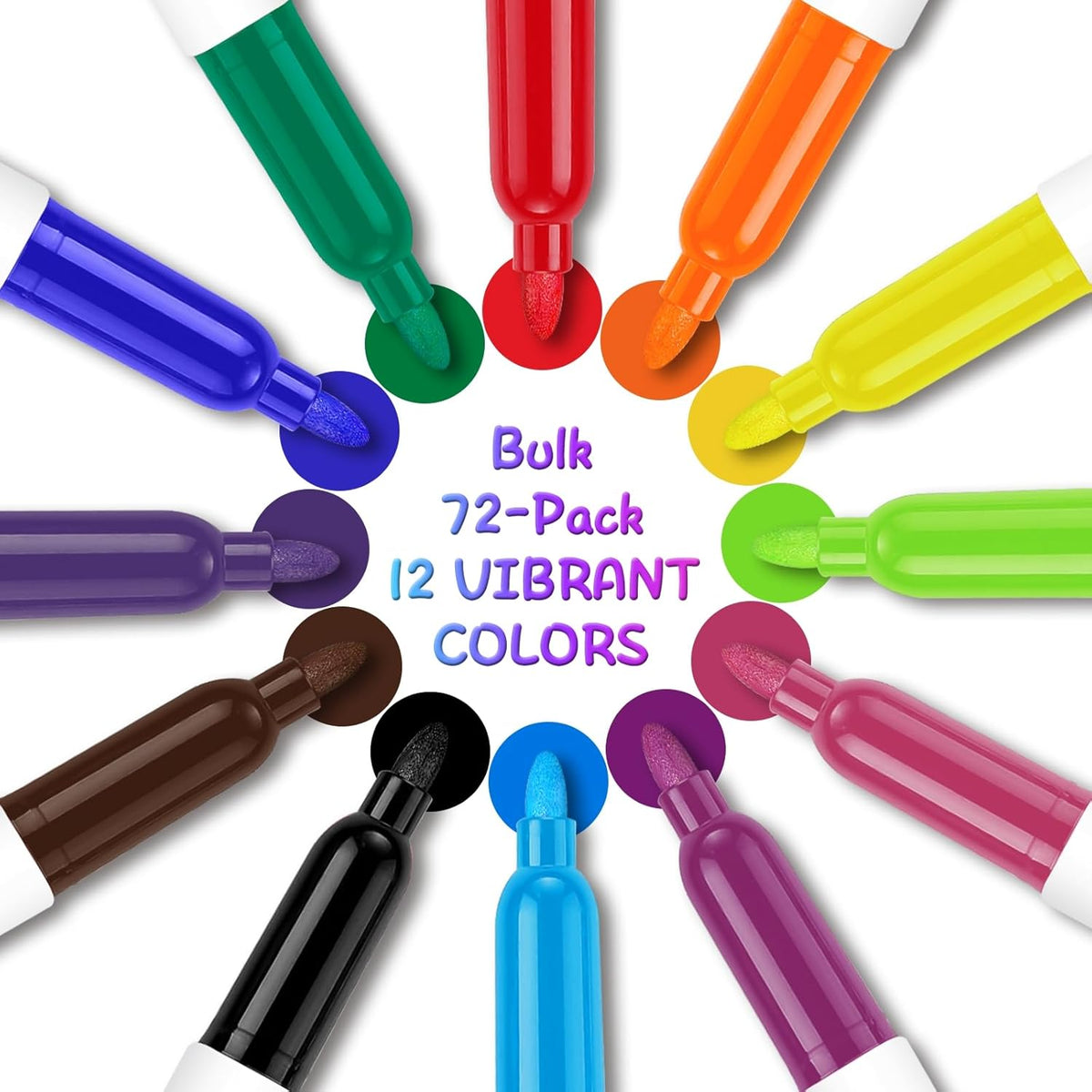 SFAIH Dry Erase Markers Fine Point 12 Colors, 72 Pack (6 Dozen) - Bulk Low Odor Whiteboard Markers for Semester Supply, Office Inventory, Art Studio | 5 Sizes: 12/24/48/72/144 Packs