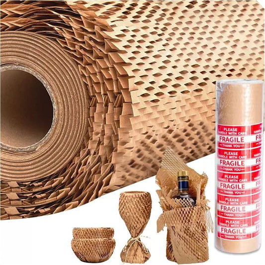 VVLIAM Honeycomb Packing Paper for Moving|Shipping 15" x 328"FT with Fragile Stickers dishes packing supplies instead of Bubble Wrap for wrapping Biodegradable Moving supplies (328FT)