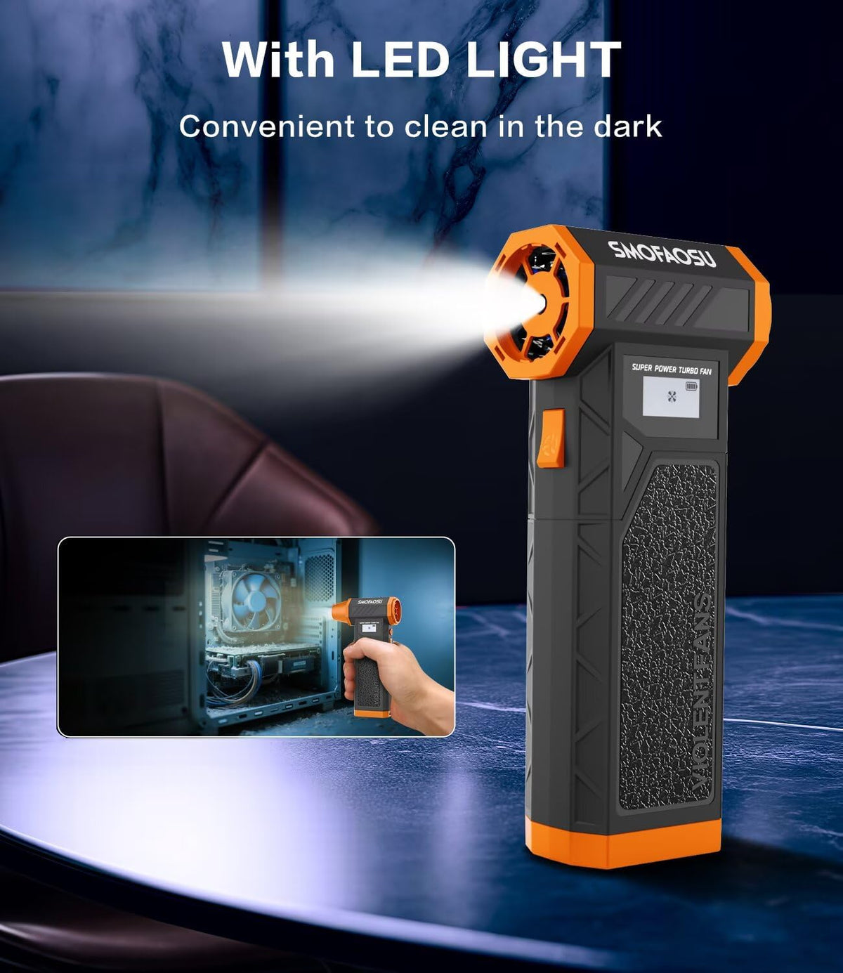 Compressed Air Duster, 300000RPM Jet Fan Electric Air Blower, Cordless Rechargeable 8000mAh Mini Duster with Removable Battery, 4-Speed Adjustable for Detailing, Car, Computer, Electronics Cleaning
