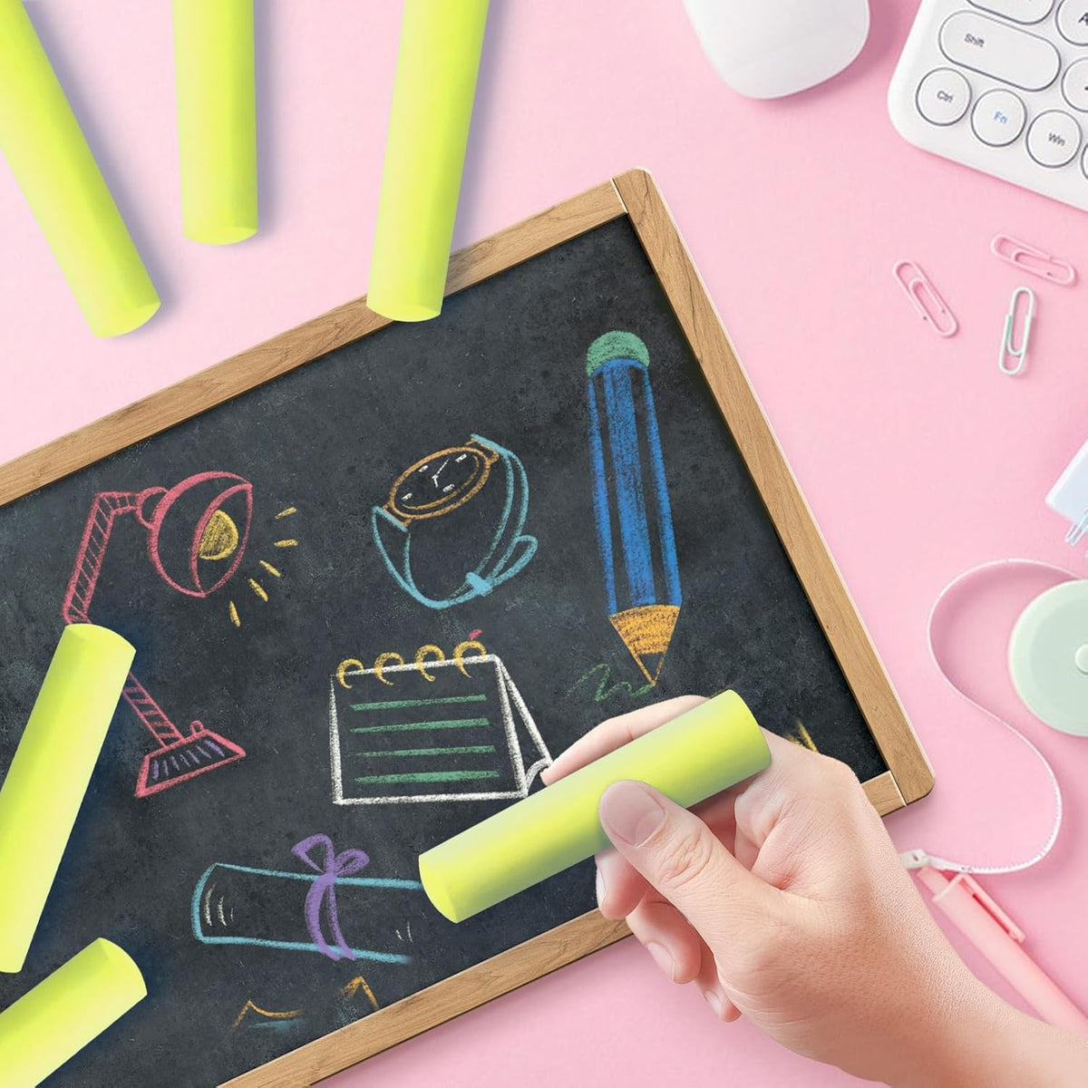 50 Pack Washable Sidewalk Chalks for Kids Non-Toxic Jumbo Chalk for Outdoor Art Play, Colored Chalk for Painting on Chalkboard, Blackboard and Playground