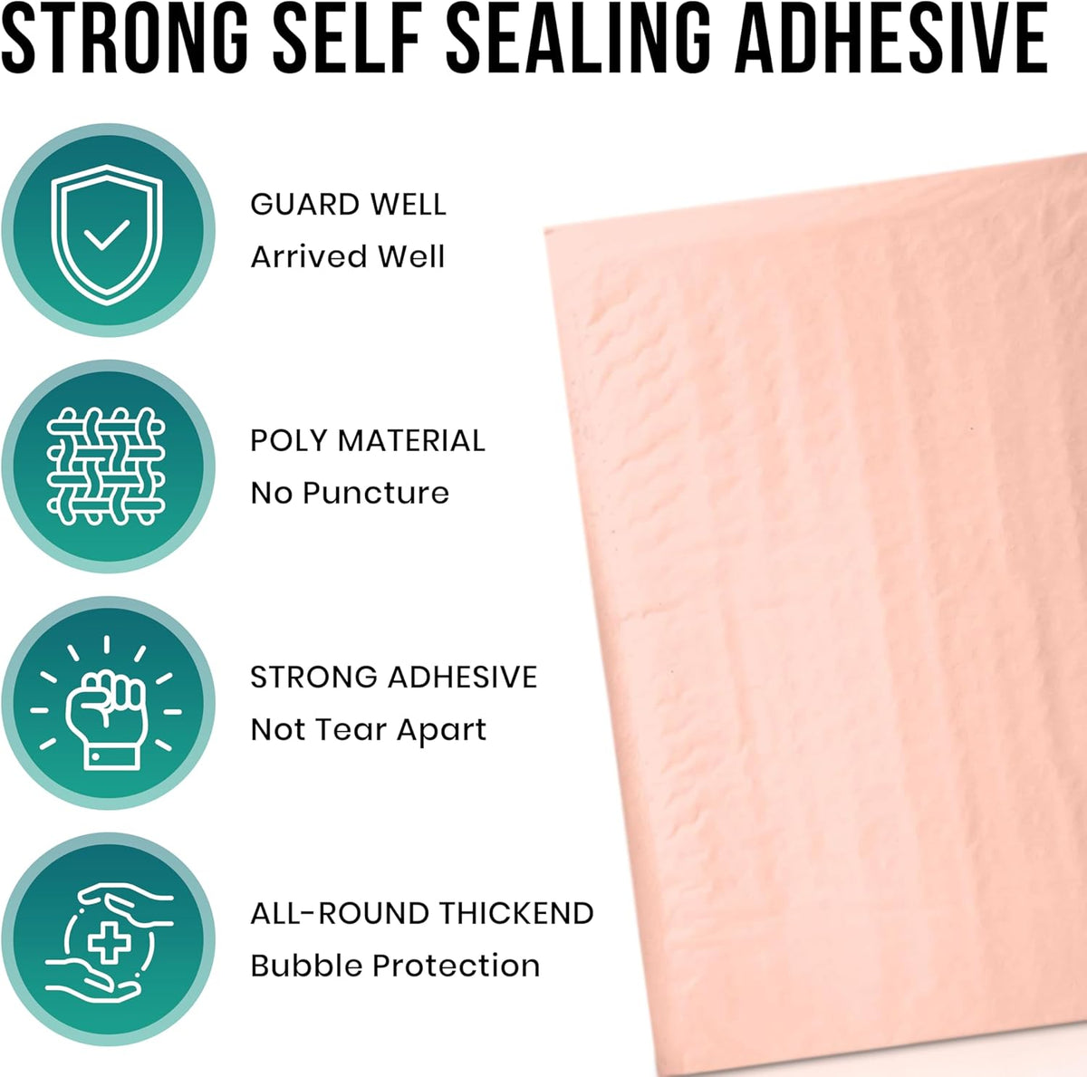 Levex - #000 4" x 8" [10 Pack] Light Pink Poly Bubble Mailers, Padded Envelope Mailers, Packing Envelope & Mailing Bags for Shipping