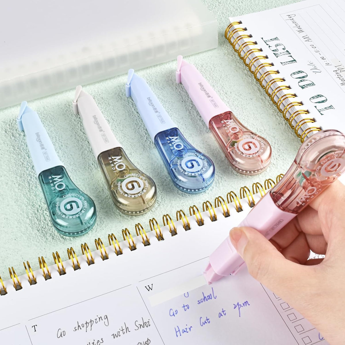 Temiary 8 Pcs Correction Tape Pens, Aesthetic for Instant Correction, Easy to Use, Pen Shaped Applicator for Office School Supplies, 1/5 Inch x 236 Inches (Morandi)