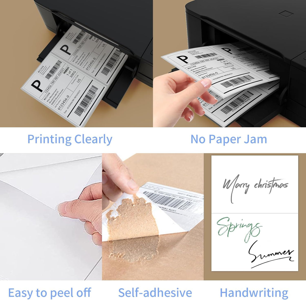 Half Sheet Shipping Labels 8.5x5.5 Inches, FungLam Half Page Labels, 8.5”x11” Self Adhesive Shipping Labels for Laser&Inkjet Printers, White Mailing Address Labels, 2 Labels Per Sheet, 100 Labels.