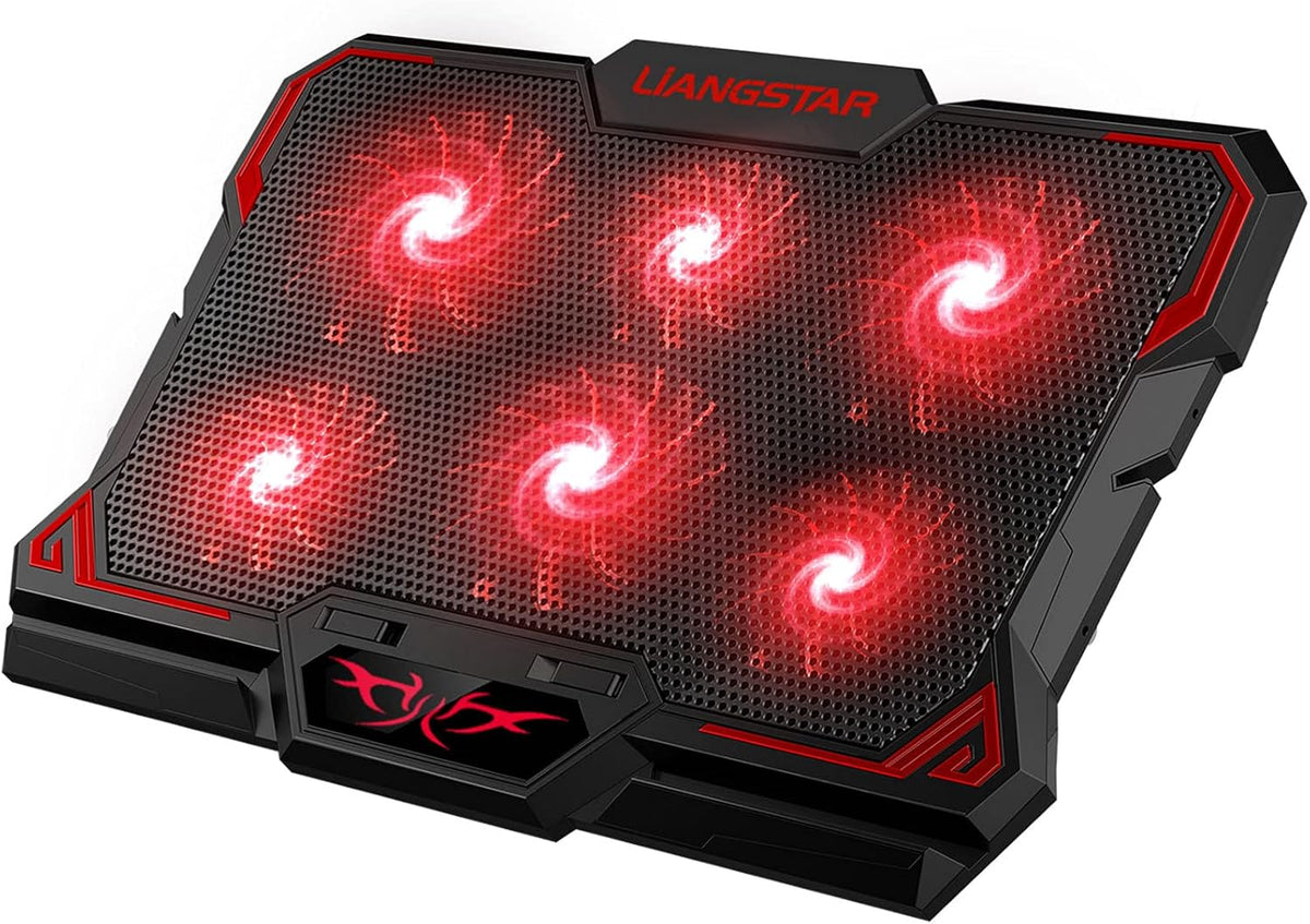 Laptop Cooling Pad, Laptop Cooler with 6 Quiet Led Fans for 15.6-17 Inch Laptop Cooling Fan Stand, Portable Ultra Slim USB Powered Gaming Laptop Cooling Pad, Switch Control Fan Speed Function (Red)