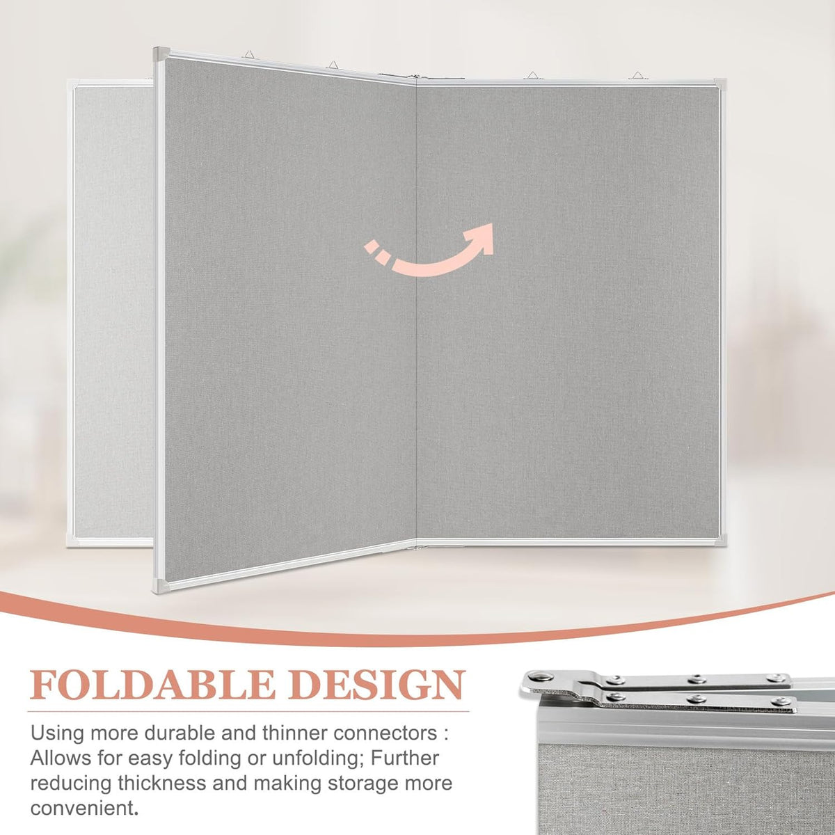 Double-Sided Large Cork Board with Linen, 48" x 36" Foldable Hanging Aluminum Framed Bulletin Board, Vision Board Pin Board Corkboards for Walls, Office, School Decor, 20 Pushpins