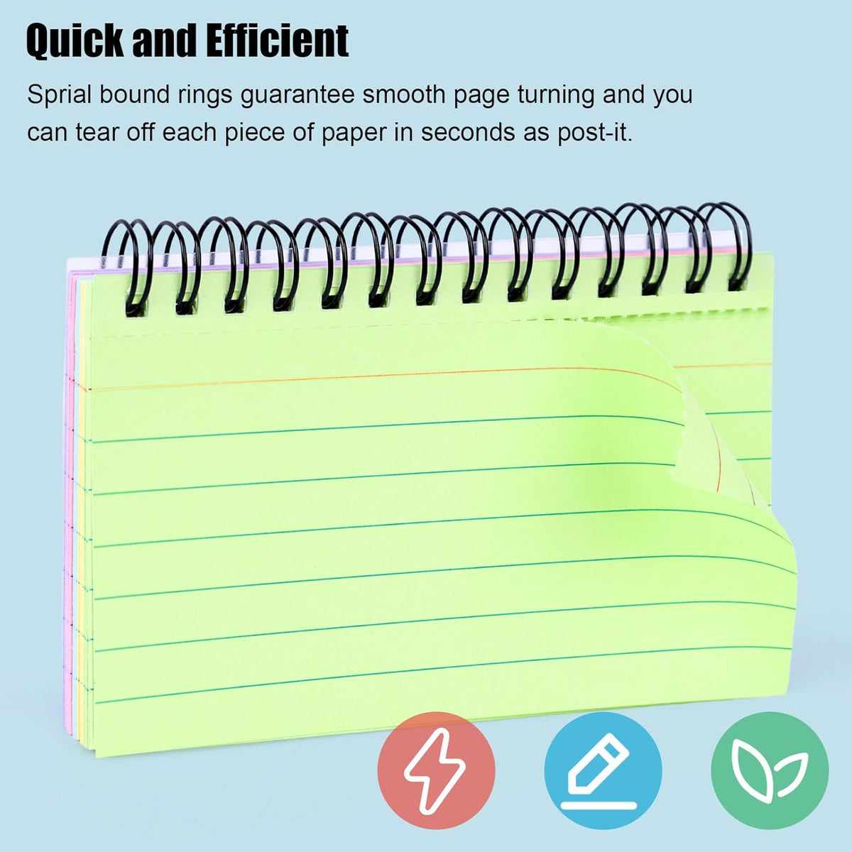 Koogel 500PCS 3x5 Index Cards, Colored Index Cards with Rings for Back to School, Ruled Flashcards Heavy Notecards with Waterproof Covers for Studying College Office Home To Do List Supplies