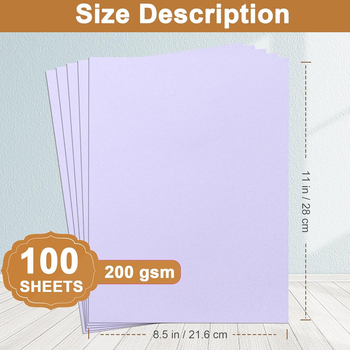 100 Sheets Purple Cardstock 8.5 x 11 Certificates Paper, 200gsm/75lb Heavyweight Paper Card Stock for Cards Making, Greeting Card, Business Cards, School Crafting, Menus