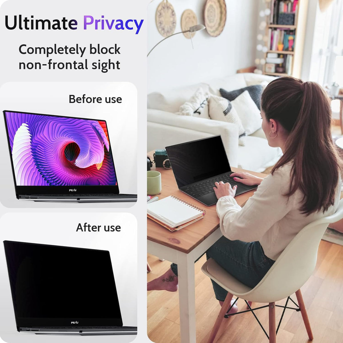 16 Inch Laptop Privacy Screen Compatible with Lenovo Hp Dell Acer Asus Thinkpad Envy Xps Computer 16:10 Aspect, Removable Anti Glare Blue Light Filter Protector, 16" Monitor Security Shield