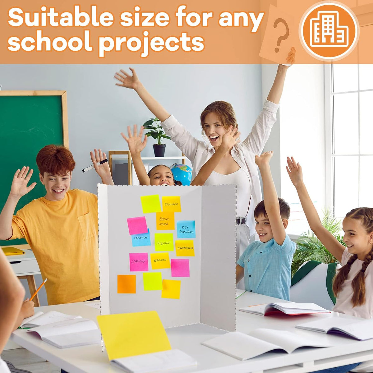 12 Pieces Tri Fold Poster Boards Bulk, Lightweight Science Display Boards, Trifold Presentation Display Board for Science Fair Project(36 x 48 Inch,White)