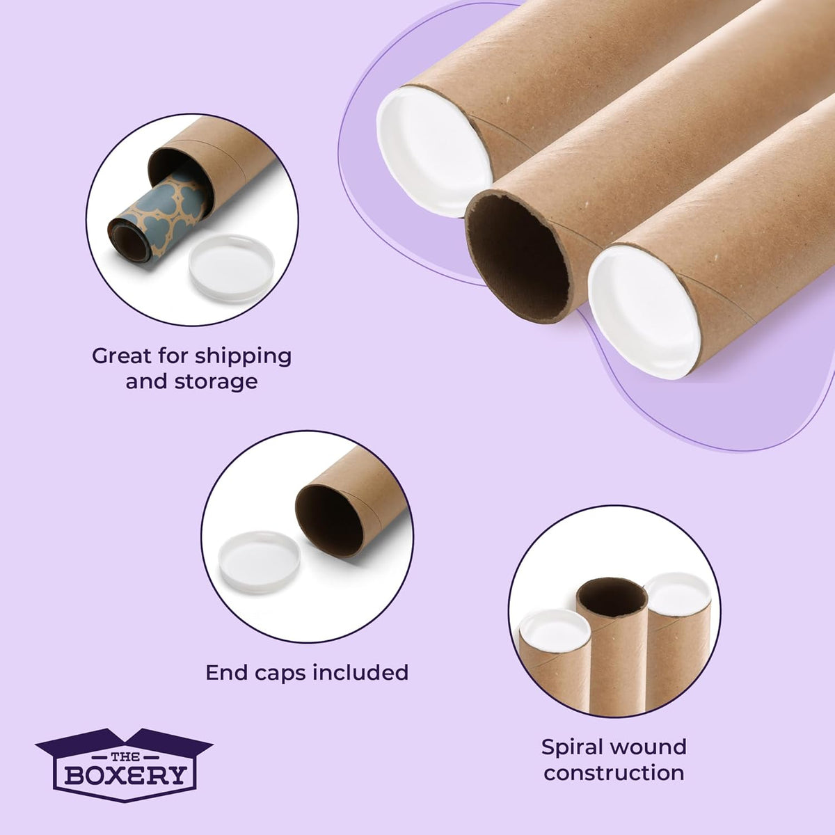 The Boxery Brown/Kraft Shipping, Storage, Posters, Arts, Crafts, Documents, Mailing Tubes 3 inch x 12 inch - 24 PACK, Made in the USA, Reusable and Recyclable
