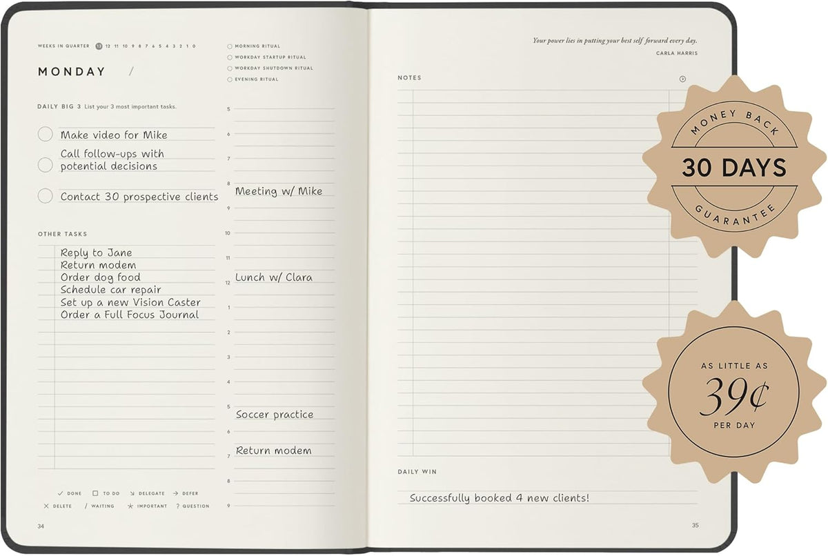 Full Focus Finch Linen Planner by Michael Hyatt - The #1 Daily Planner to Set Annual Goals, Increase Focus, Eliminate Overwhelm, and Achieve Your Biggest Goals - Hardcover