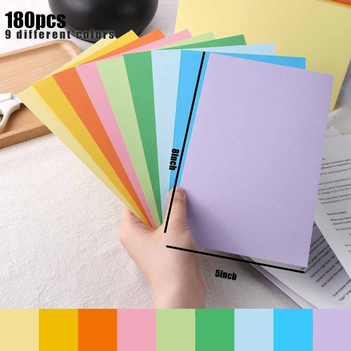 Koogel 180PCS Large Blank Index Cards 5x8, Colored Flash Cards Notecards for Back To School Learning Studying Classroom Office Note Taking Recipes Supplies, 9 Neon Colors