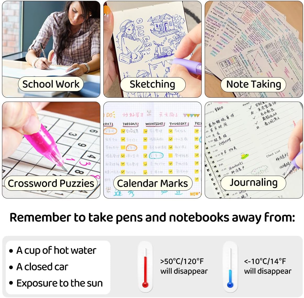 Retractable Erasable Gel Pens Clicker,Fine Point 0.7mm Smooth Writing Pens,Cute Pens For Writing Journaling Taking Notes School Office Home. (12 Colors)