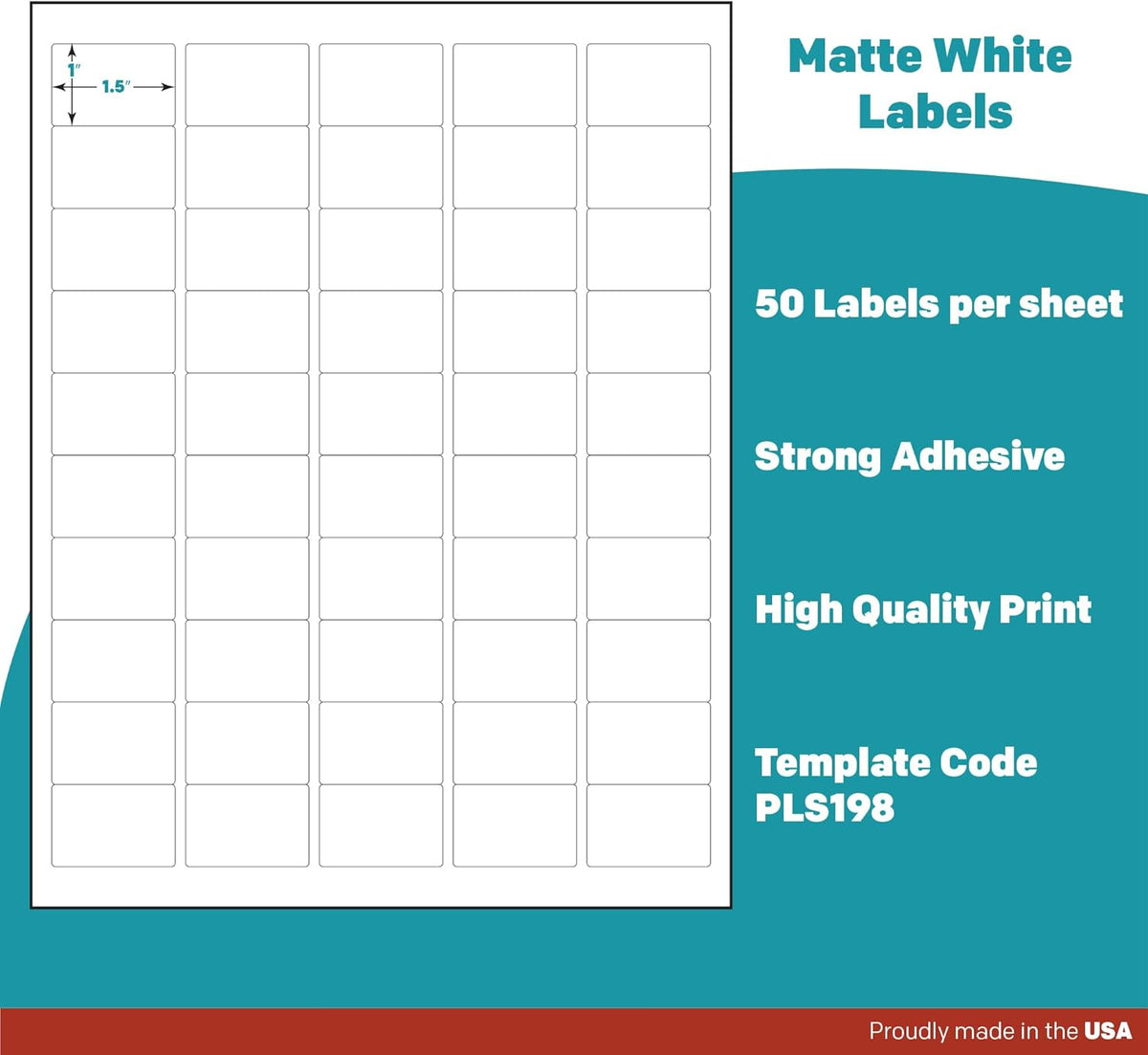 Premium Label Supply White Sticker Barcode Labels – 1.5" x 1" – Laser/Inkjet Compatible – (50 per Sheet), 25 Sheets – 1250 Total Adhesive Labels