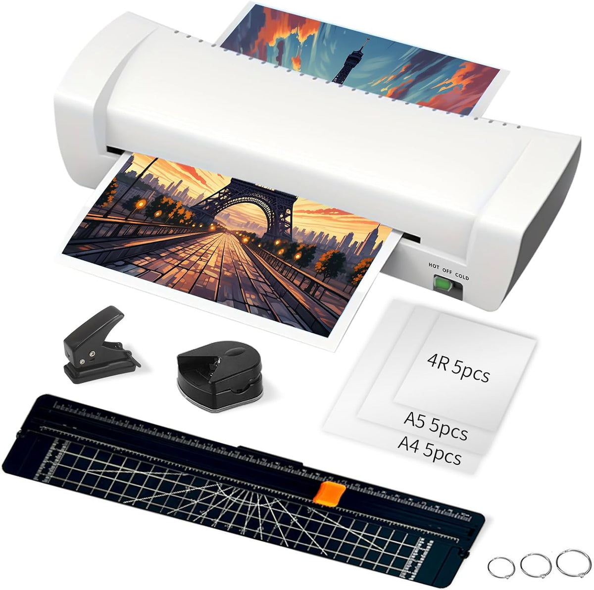 9 Inch Laminator Machine for Documents and Photos, 6 in1 A4 Thermal Laminator Machine with Never Jam Technology, 15 Laminating Sheets, 5 Mil Thick, Use for Home Office School
