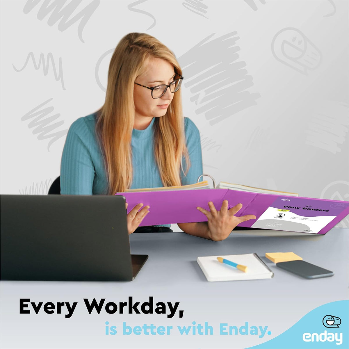 3 Slant D-Ring Binder 3 Inch Purple, 3 in Clear View Cover with 2 Inside Pockets Binder, Heavy Duty Colored School Supplies Binders,Also Available in Green, Grey, Red, Blue, Pink (24 PC) – by Enday
