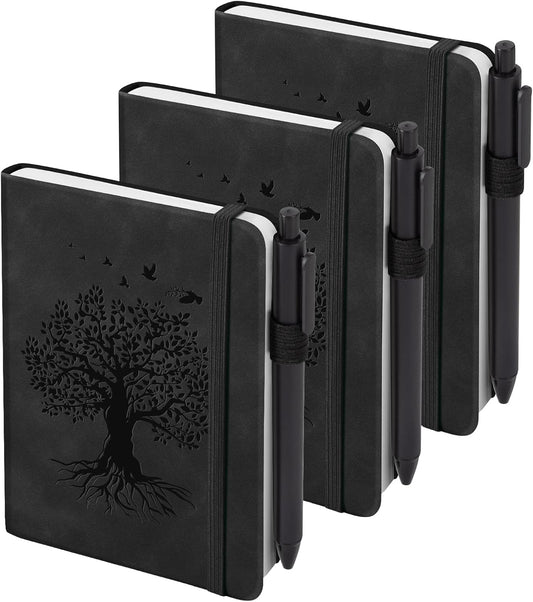 3 Pack Pocket Journaling Notebooks, A6 Small Notebook For Note Taking Journaling Notebooks Journals For Writing Mini Note Pads With Pen Holder 120 Pages 100 GSM Thick Paper