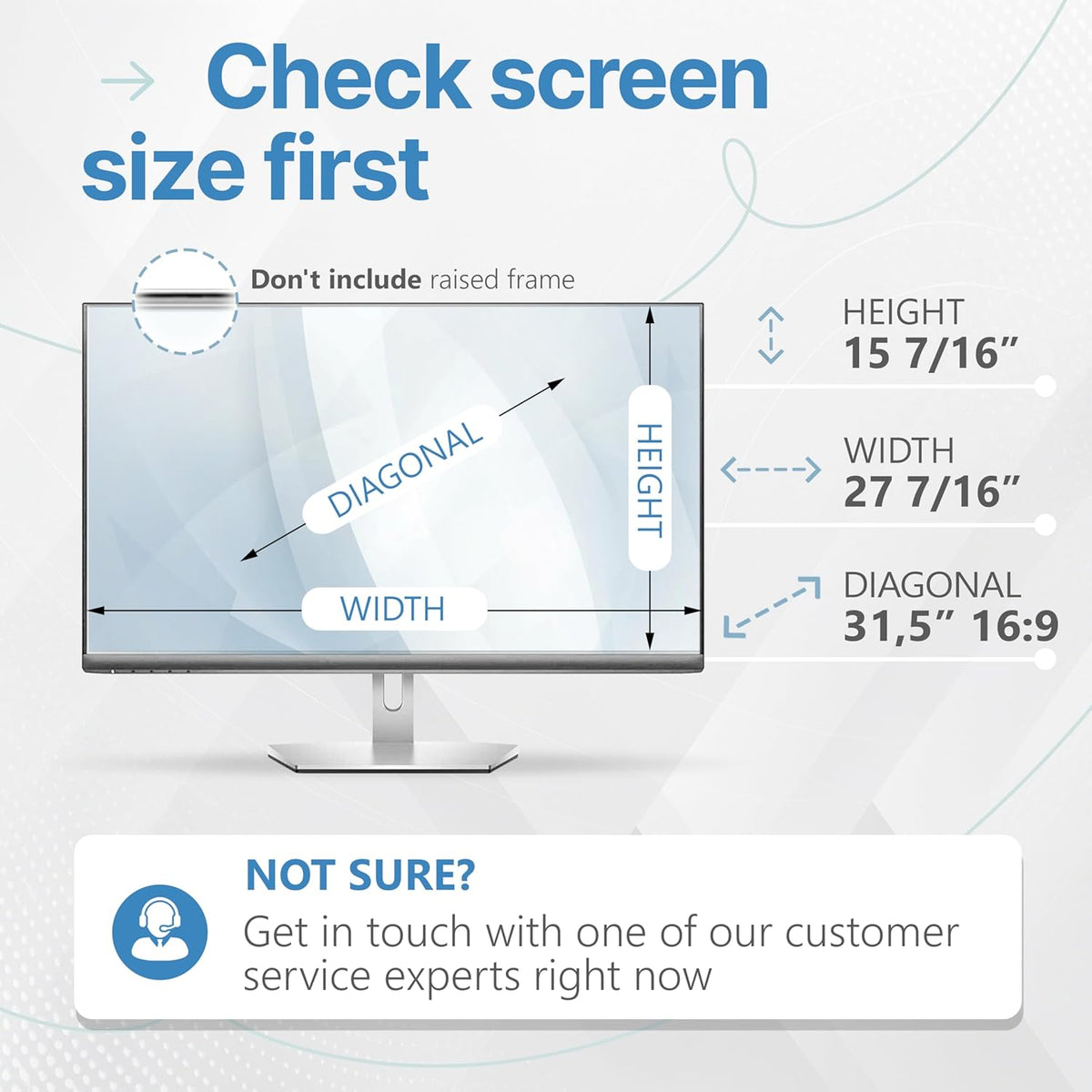 VINTEZ 31.5 Inch 16:9 Privacy Screen for Computer Monitor and Laptop - Anti Glare Protector Film Blue Light Filter Eye Protection - Computer Screen Privacy Shield, [1 Pack]